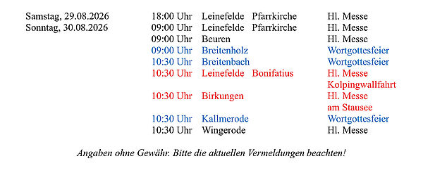 Vorschau der Gottesdiensttermine im August 2026 Seite 2